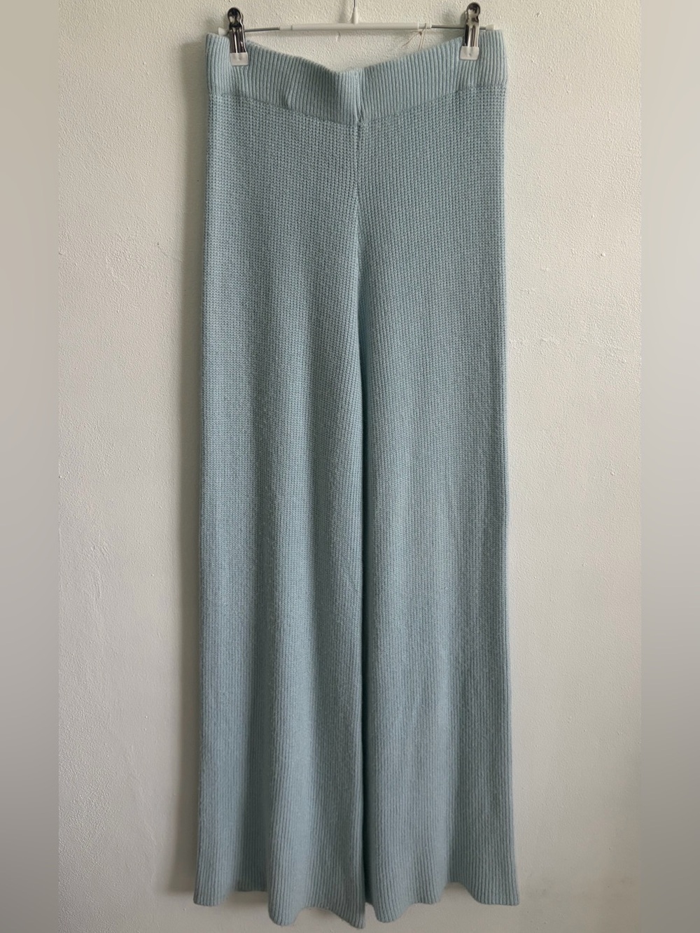 Sincerely Jules Pale Blue Wide-Leg Knit Pants